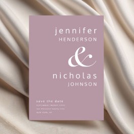 Mauve Rosa Modern Ampersand Typography Bröllop Spara Datumet