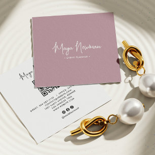 MAUVE ROSA Modern CHIC Minimal QR-kod Fyrkantigt Visitkort