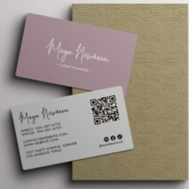 MAUVE ROSA Modern Elegant Minimal QR-kodKreativ Visitkort