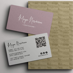 MAUVE ROSA Modern Elegant Minimal QR-kodKreativ Visitkort