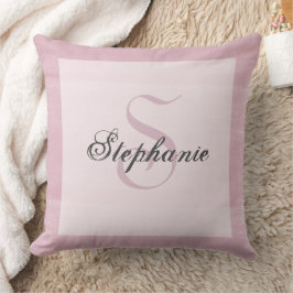 Mauve Rosa Modern Unique Typography Monogram Namn Kudde