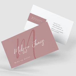 Mauve Rosa Monogram Initial Elegant Minimalist Visitkort