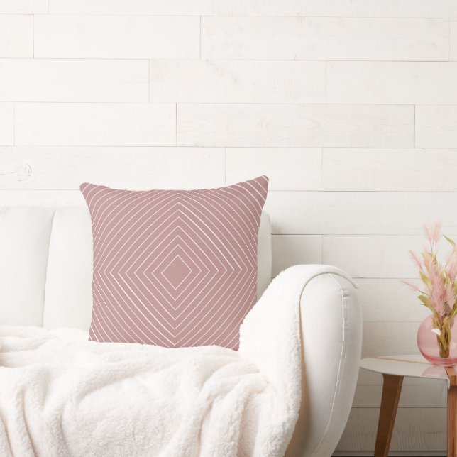 Mauve Rosa Nested Thin White Squares Tribal Kudde (Soffa)