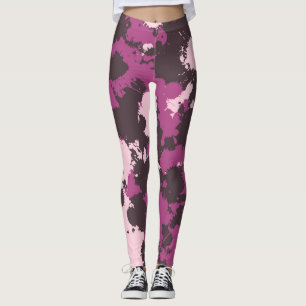 Mauve Rosa Paint Splatter Camo Leggings