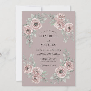 Mauve Rosa Romantisk Bröllopsblomsterstyling Inbjudningar
