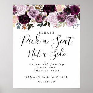 Mauve Rosa ros Blommigt Plocka A, säte inte sida v Poster