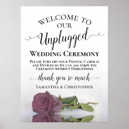 Mauve Rosa ros Elegant Unplugged Bröllop Ceremony Poster