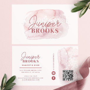 Mauve Rosa Social Media QR-kod Glitter Visitkort