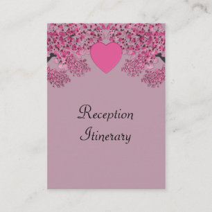 Mauve Rosa Velvet Embossed Heart Träd Bröllop Tilläggskort