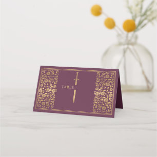 Mauve Royal Medieval Sword Bröllop-platskort Placeringskort