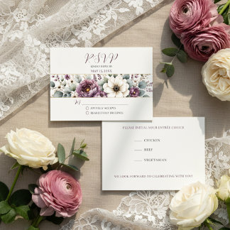 Mauve & Sage Blommig Bröllop OSA Kort