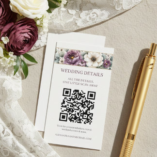 Mauve & Sage Blommig QR-kod Bröllop Tilläggskort