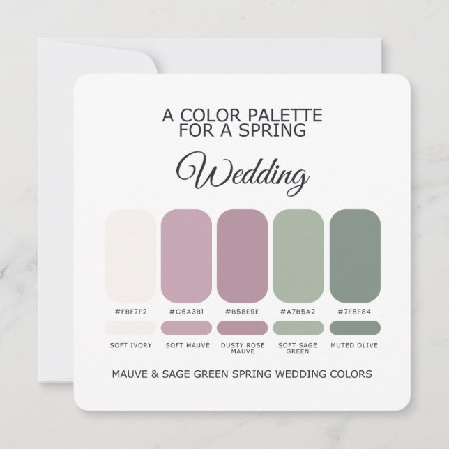 Mauve Sage Green Spring Wedding Palette 2026 Card Inbjudningar (Framsida)