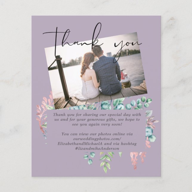 Mauve Sage Löv PHOTO Bröllop TACK (Framsida)