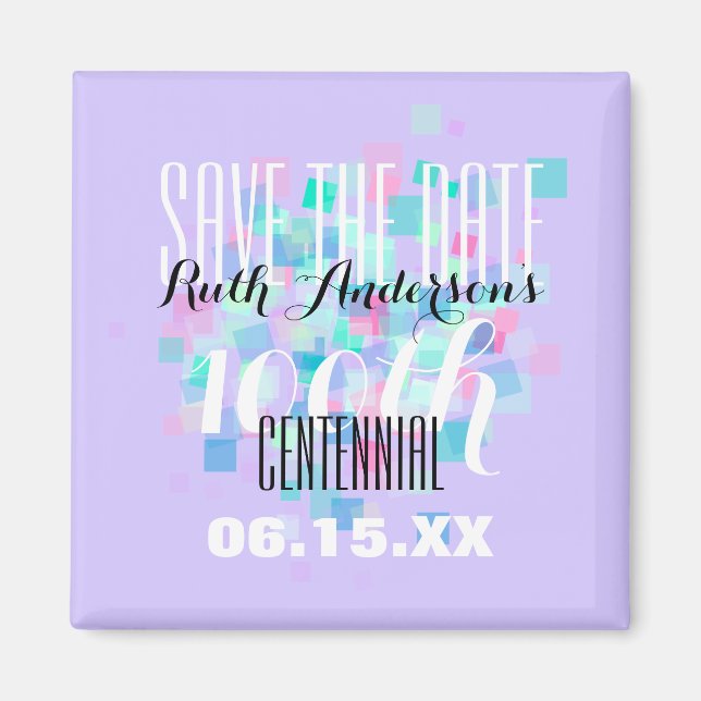 Mauve Save the date Centennial Personlig Magnet (Framsidan)