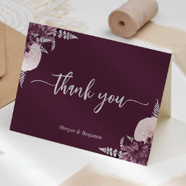 Mauve Silver Floral Script Wedding Tack Kort