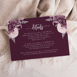 Mauve Silver Floral Wedding Details Tilläggskort