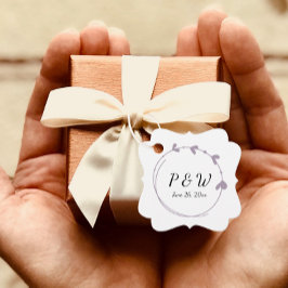 Mauve Simple Heart WAN Monogram Bröllop Gåvor Etiketter