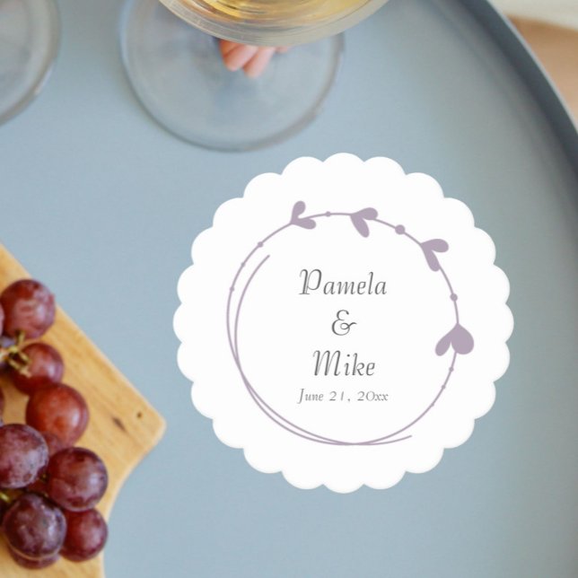 Mauve Simple Heart Wandan Bröllop Underlägg Papper (In Situ Wedding)