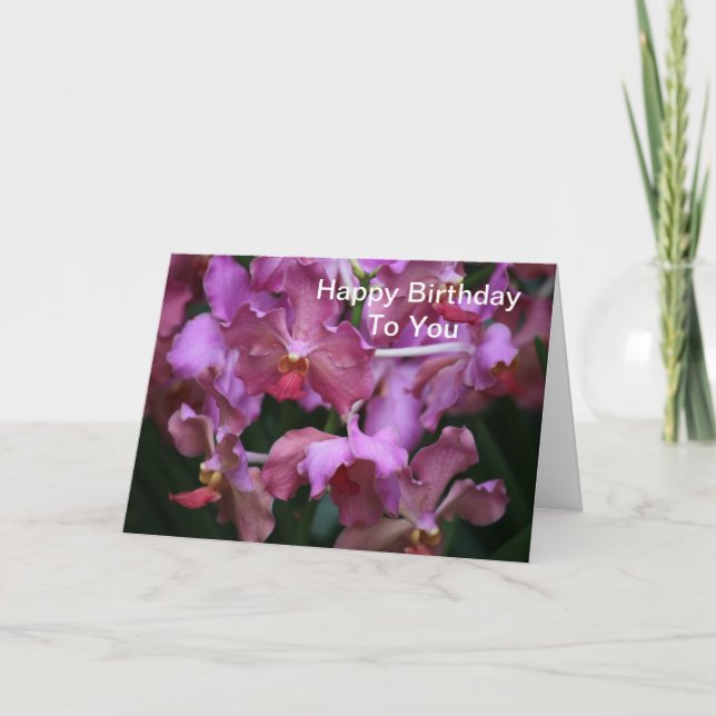 Mauve Singapore Orchid Birthday Card Kort (Framsida)