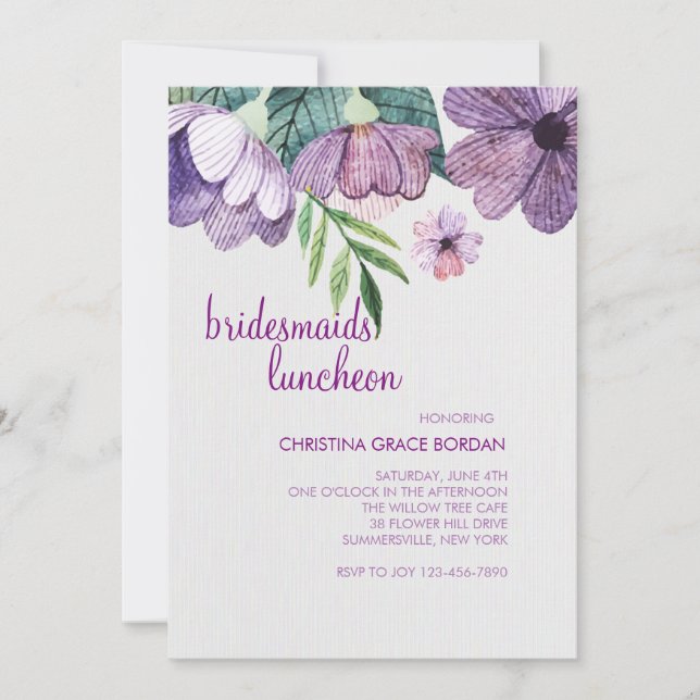 Mauve smörblommeinbjudan inbjudningar (Framsida)