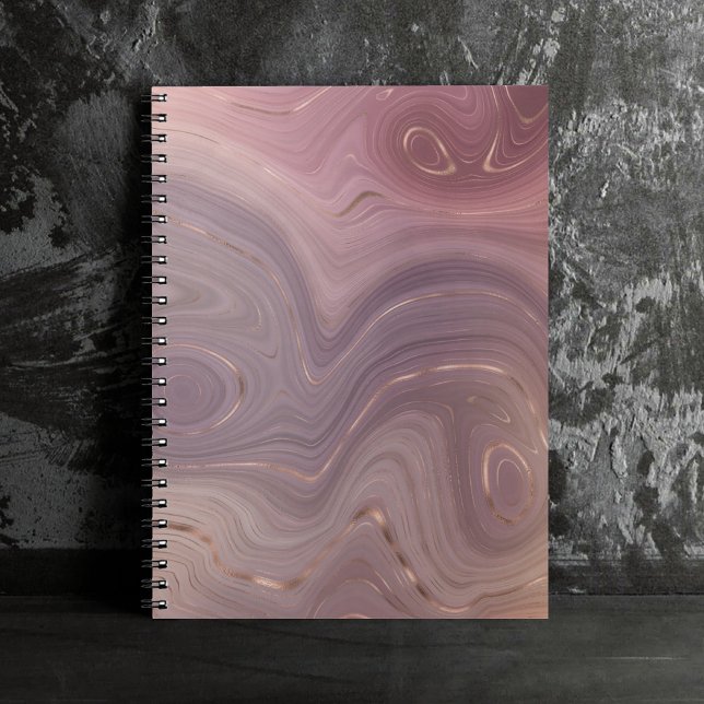 Mauve Strata | Dusty Rosa och Ro Guld Agate Anteckningsbok (Skapare uppladdad)