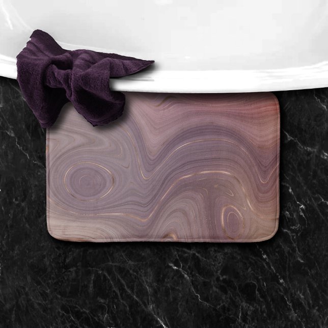 Mauve Strata | Dusty Rosa och Ro Guld Agate Badrumsmatta (Skapare uppladdad)