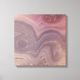 Mauve Strata   Dusty Rosa och Ro Guld Agate Canvastryck