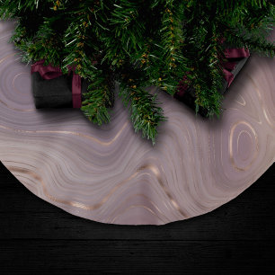 Mauve Strata Dusty Rosa och Ro Guld Agate Julgransmatta Borstad Polyester