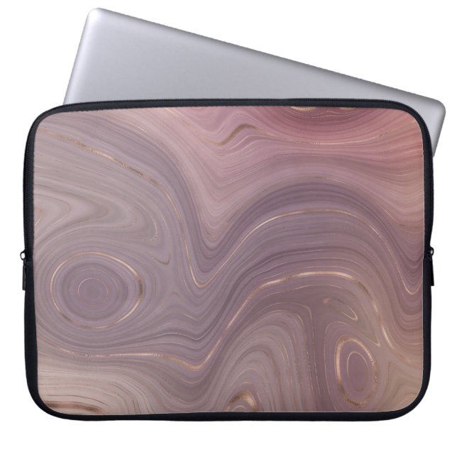 Mauve Strata | Dusty Rosa och Ro Guld Agate Laptop Fodral (Framsidan)