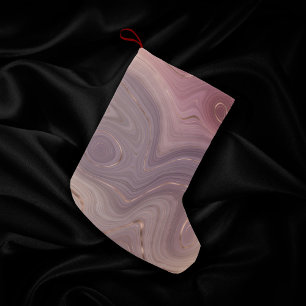 Mauve Strata   Dusty Rosa och Ro Guld Agate Liten Julstrumpa