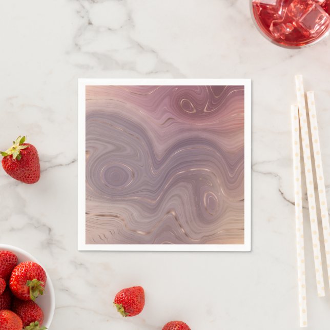 Mauve Strata | Dusty Rosa och Ro Guld Agate Pappersservett (Insitu)