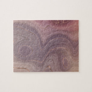 Mauve Strata Dusty Rosa och Ro Guld Agate Pussel