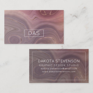 Mauve Strata   Dusty Rosa ros Guld Agate Monogram Visitkort