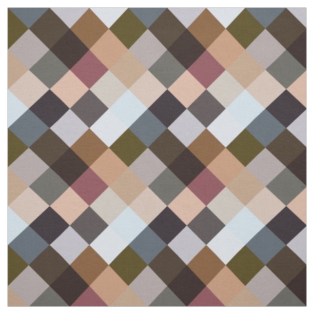 Mauve Taupe Grått Slate Blue Squares Mosaic Mönste Tyg (Provkarta)