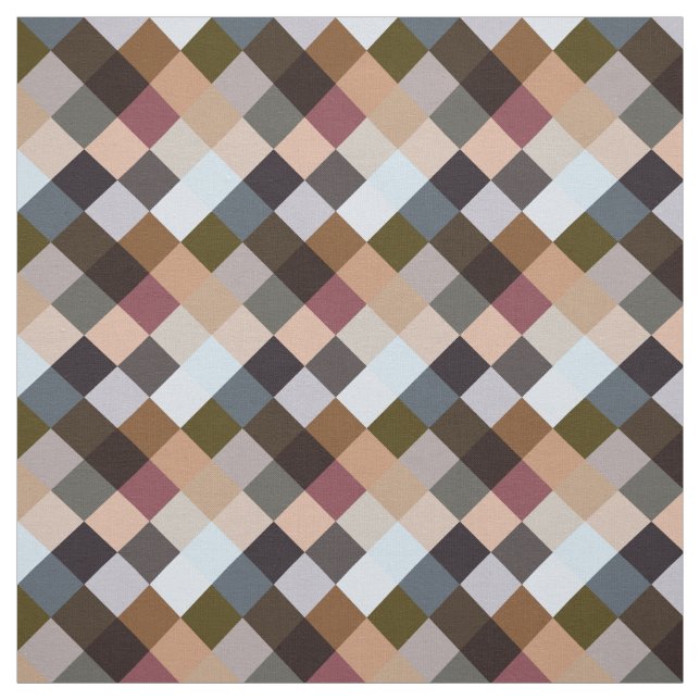 Mauve Taupe Grått Slate Blue Squares Mosaic Mönste Tyg (Provkarta)