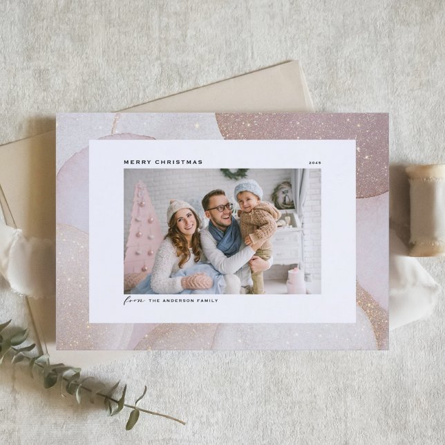 Mauve Tones och Glitter Accents Photo jul Helgkort (Skapare uppladdad)