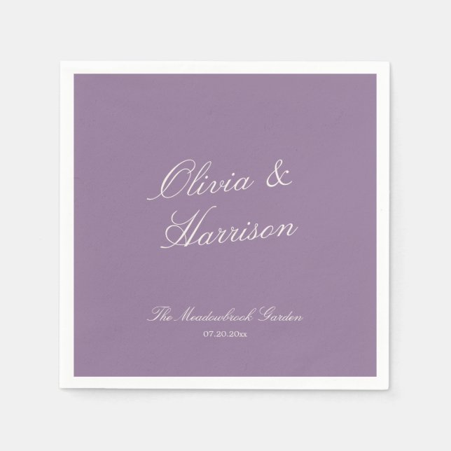 Mauve Trädgård Bröllop Servetter (Framsidan)
