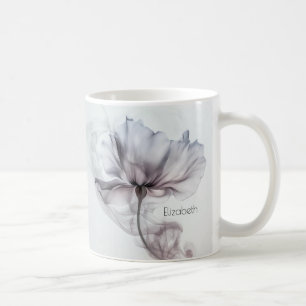 Mauve Transparent Dimma Flower   Ditt namn Monogra Kaffemugg