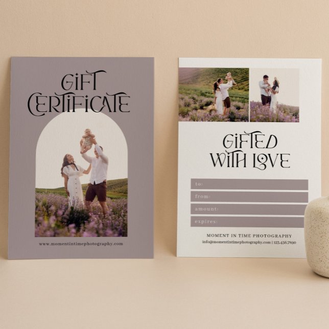 Mauve Typography Photography Gift Certificate (Skapare uppladdad)