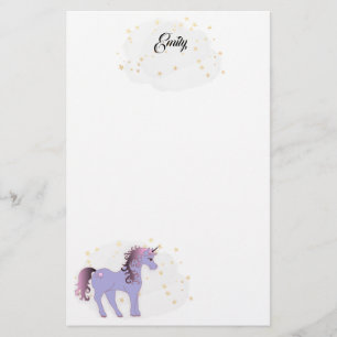Mauve Unicorn och Guld Stars Brevpapper