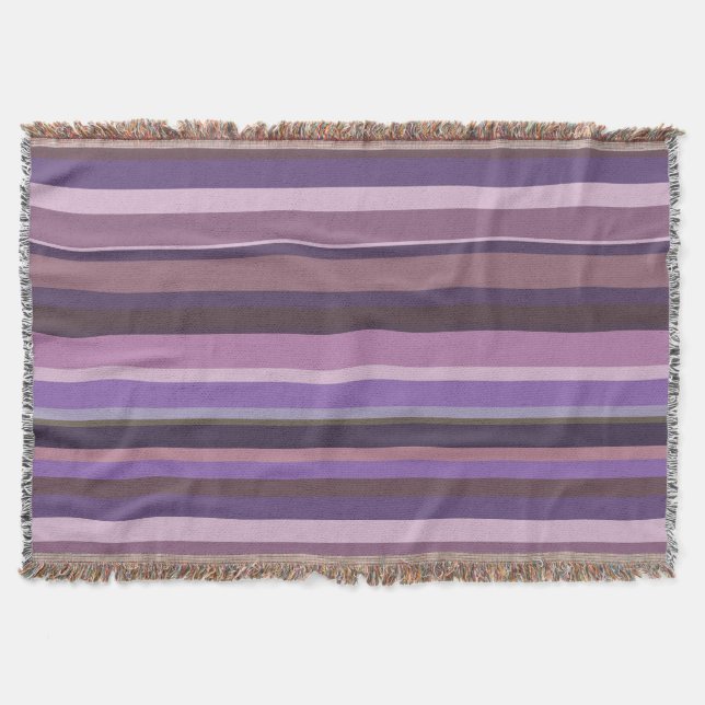 Mauve vågrät rand mysfilt (Framsidan)