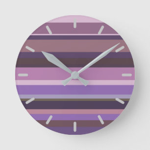 Mauve vågrät rand rund klocka