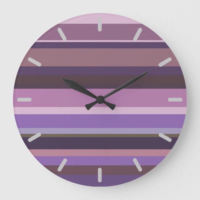 Mauve vågrät rand stor klocka (Framsida)