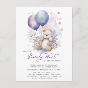 Mauve, vi kan barly Wait Girl Baby Shower Inbjudan Vykort