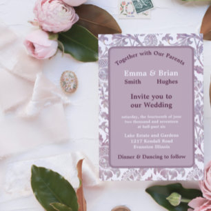 Mauve vintage blom- inbjudningar
