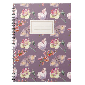 Mauve Vintage Botanical Butterfly Notebook Anteckningsbok