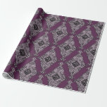 Mauve Vintage Paris Mönster Presentpapper<br><div class="desc">Chic Dsky lila och svartvit vintage dämpar pappert.</div>