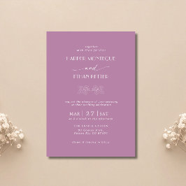 Mauve & Vita Hagtandsblad Ren Bröllopsinbjudan Inbjudningar