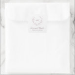 Mauve Wandan Monogram Elegant bröllop Fyrkantigt Klistermärke<br><div class="desc">Elegant bröllop föredrar klistermärken som har en ren och tidlös utformning med ditt monogram inuti en vapensköld för utandning tillsammans med meddelandet "kärlek och tack" och ditt namn.</div>